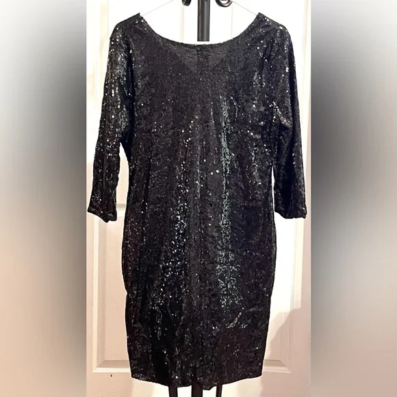 ✨ All That Glitters – Black Sequin Bodycon Dress (XL) ✨ - Picture 1 of 6